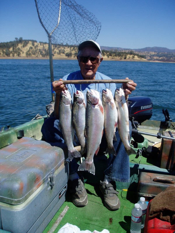 en Ackerman (Bill's Dad) with limit of rainbows from Lake Don Pedro. Aug. 2010